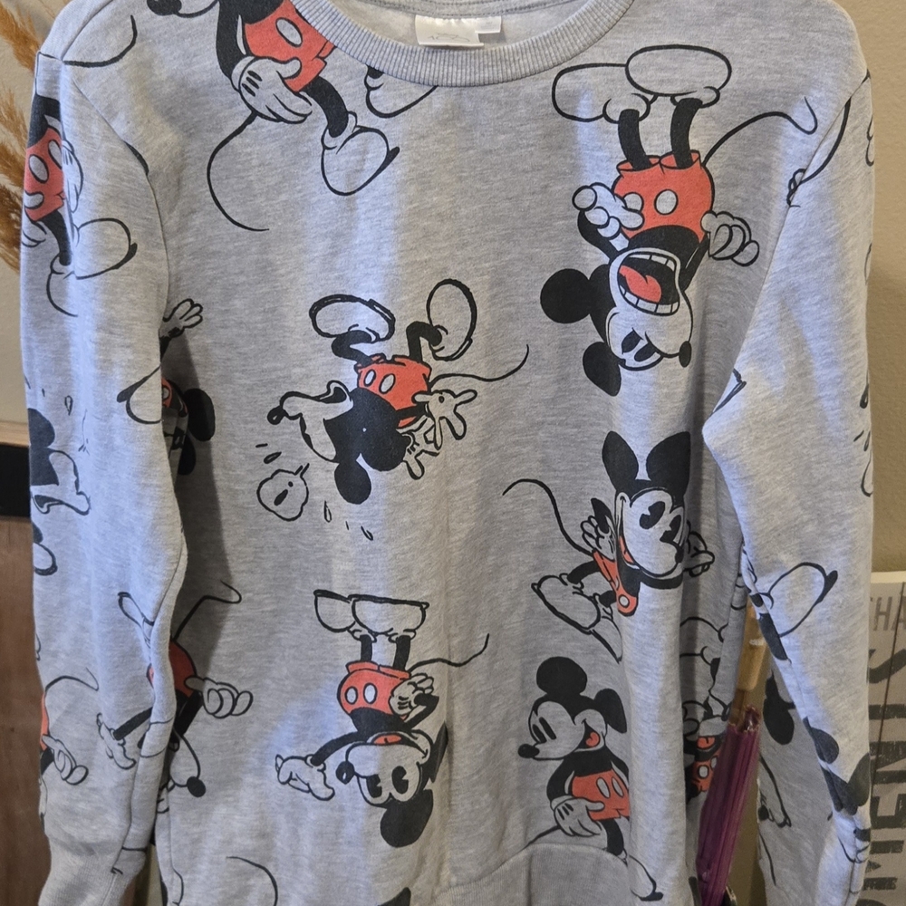 Disney 100 Retro Reimagined Unisex Adult Cozy Mickey Mouse Sweatshirt Gray Small